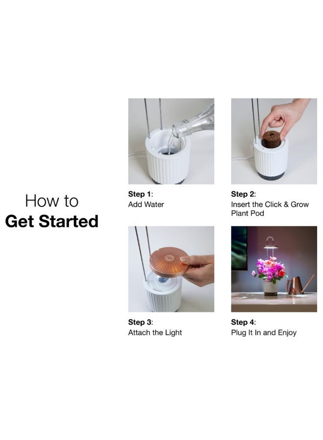 Ermonix HydroVase - Concrete, Hydroponics Growing System Elegant full spectrum LED grow light Automatic timer Self-watering system - Image 4